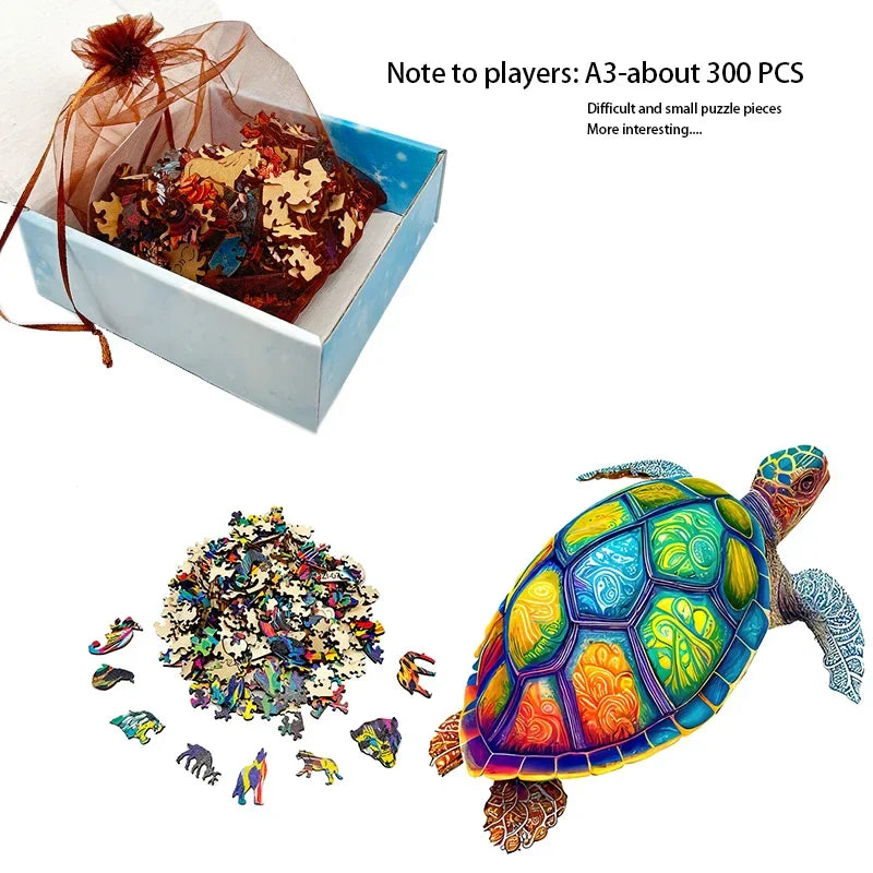 A3 Vibrant Sea Turtle Shaped 3D Wooden Puzzle