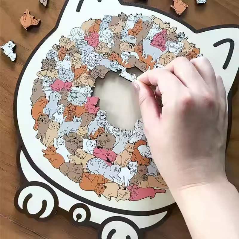 WhiskerPop - Cat-Shaped Wooden Puzzle
