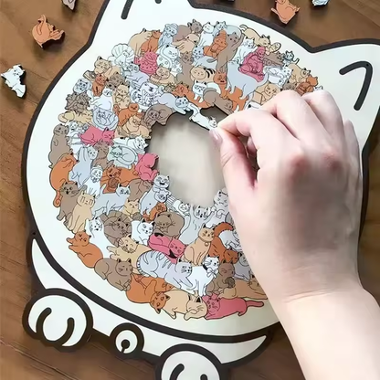 WhiskerPop - Cat-Shaped Wooden Puzzle