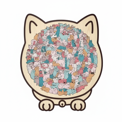 WhiskerPop - Cat-Shaped Wooden Puzzle