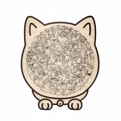 WhiskerPop - Cat-Shaped Wooden Puzzle