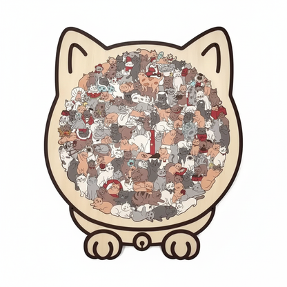 WhiskerPop - Cat-Shaped Wooden Puzzle