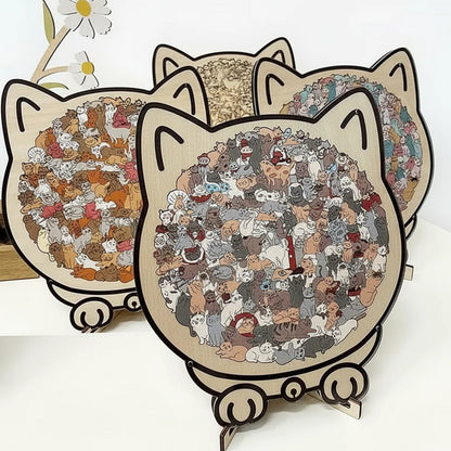 WhiskerPop - Cat-Shaped Wooden Puzzle