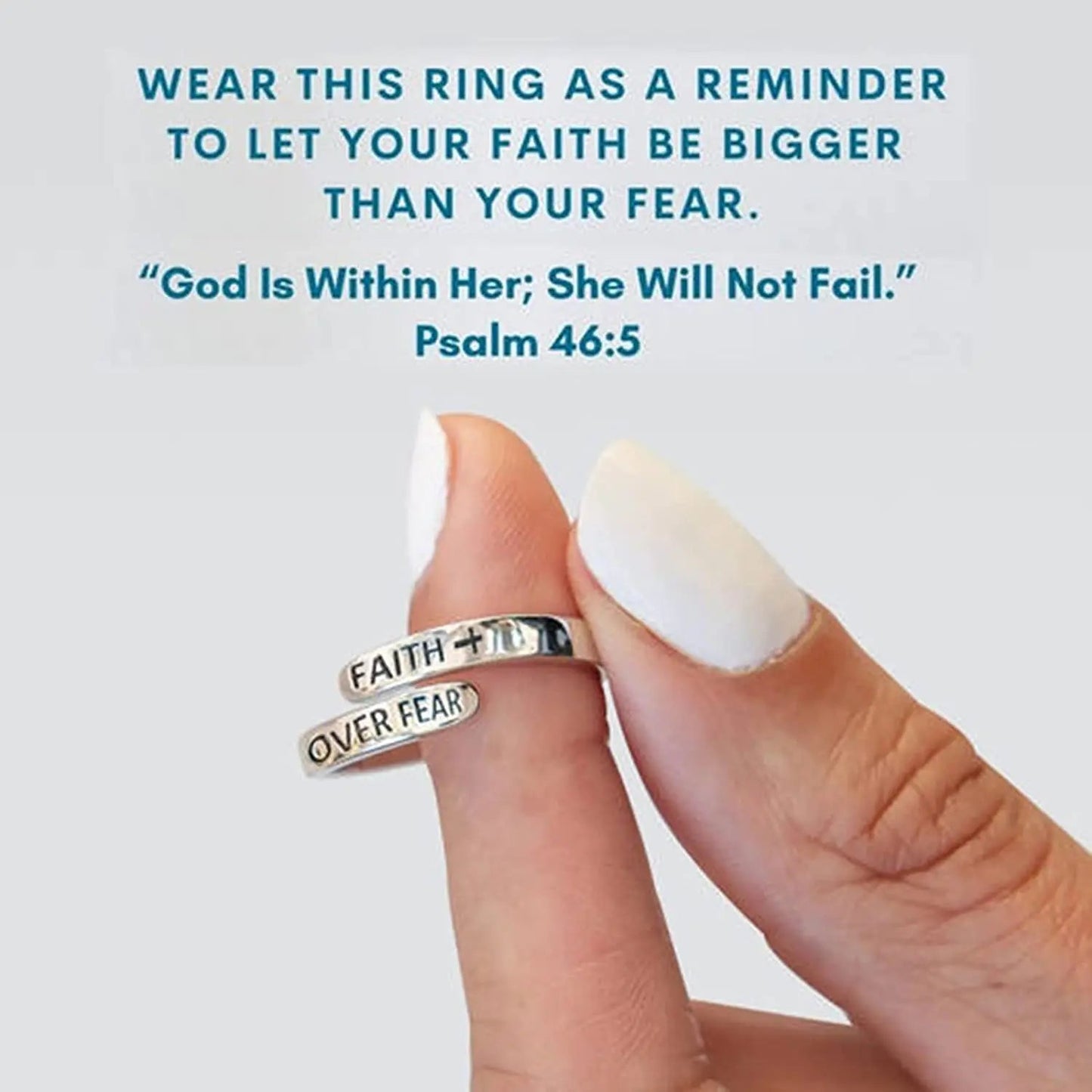 "Faith Over Fear" Adjustable Ring