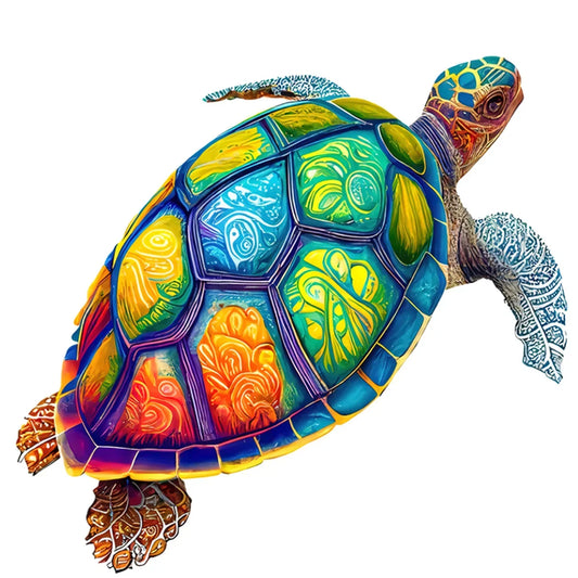 A3 Vibrant Sea Turtle Shaped 3D Wooden Puzzle