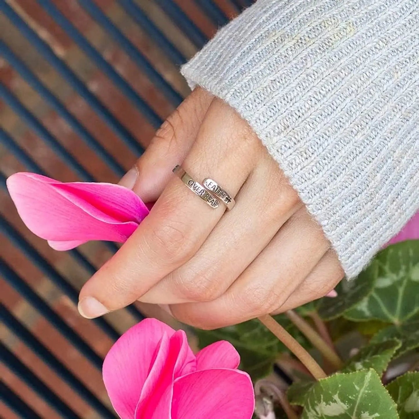 "Faith Over Fear" Adjustable Ring