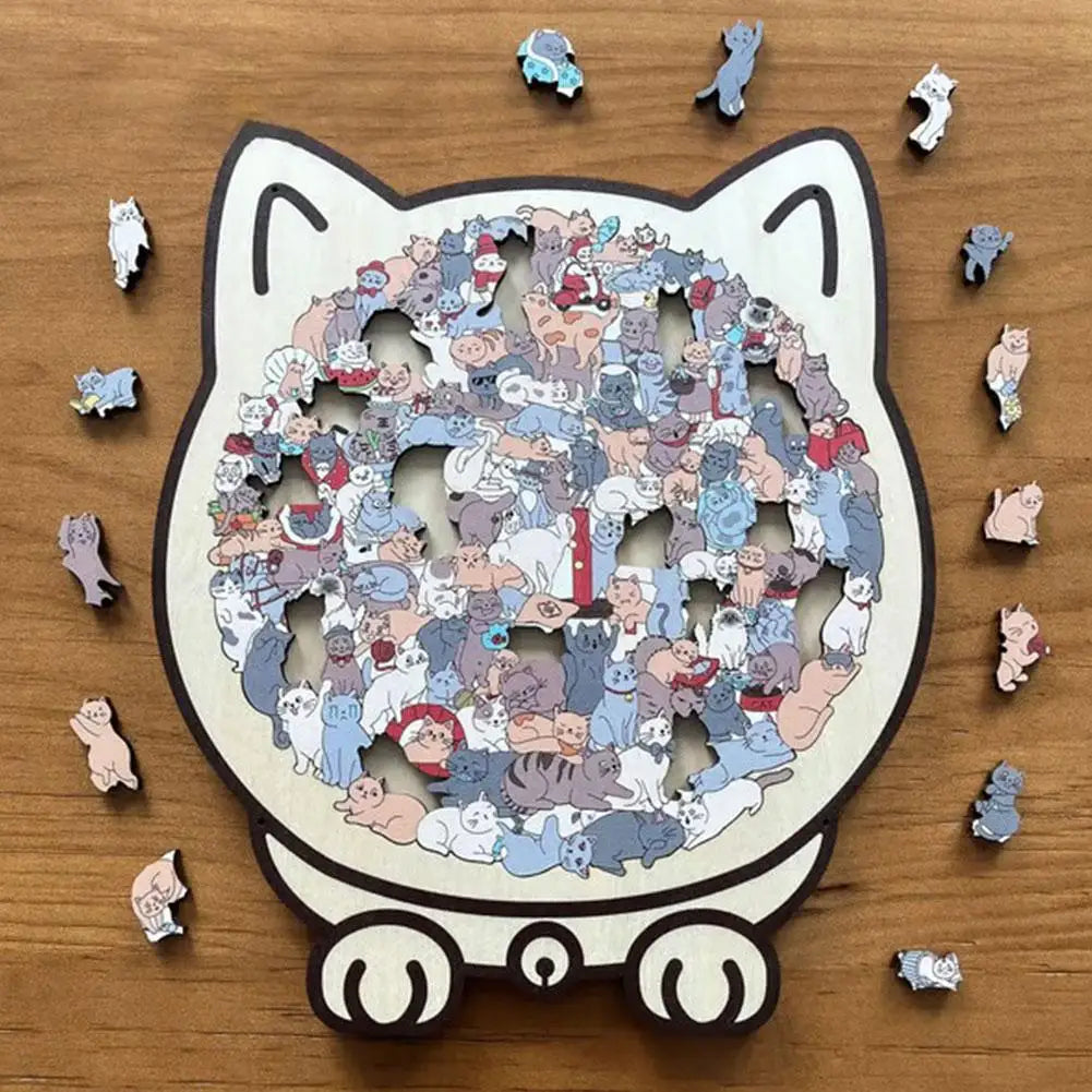 WhiskerPop - Cat-Shaped Wooden Puzzle