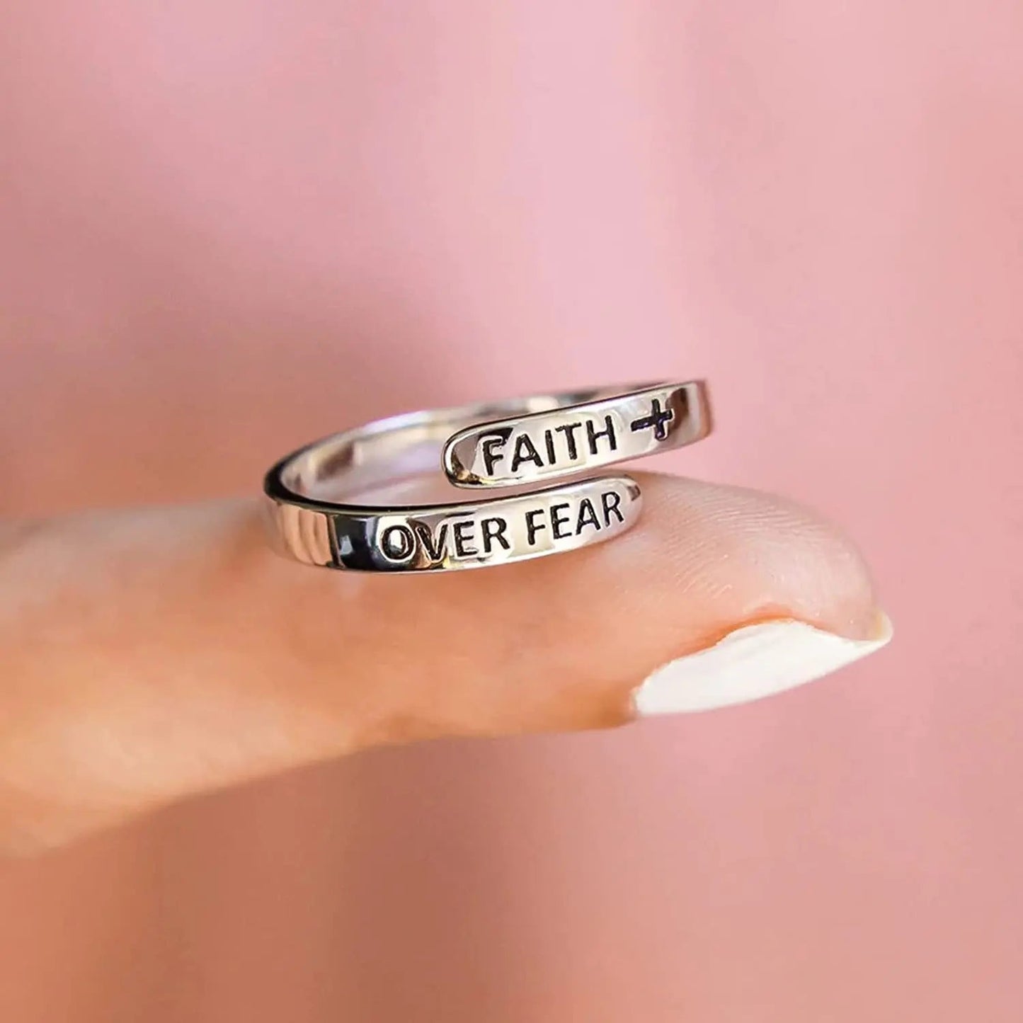 "Faith Over Fear" Adjustable Ring