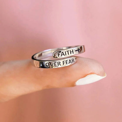 "Faith Over Fear" Adjustable Ring