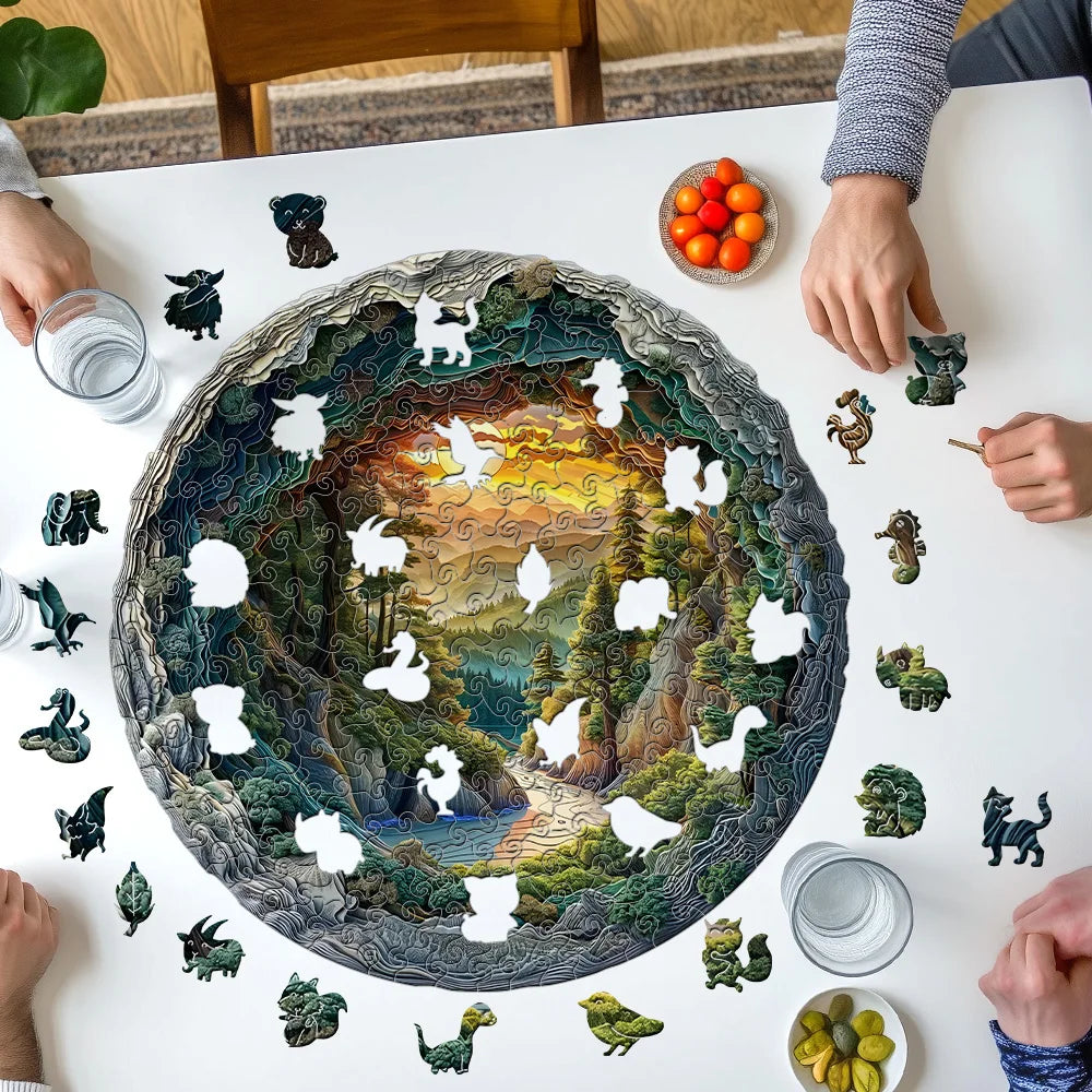 A3 Animal Shaped Forest Cave Wooden Puzzle