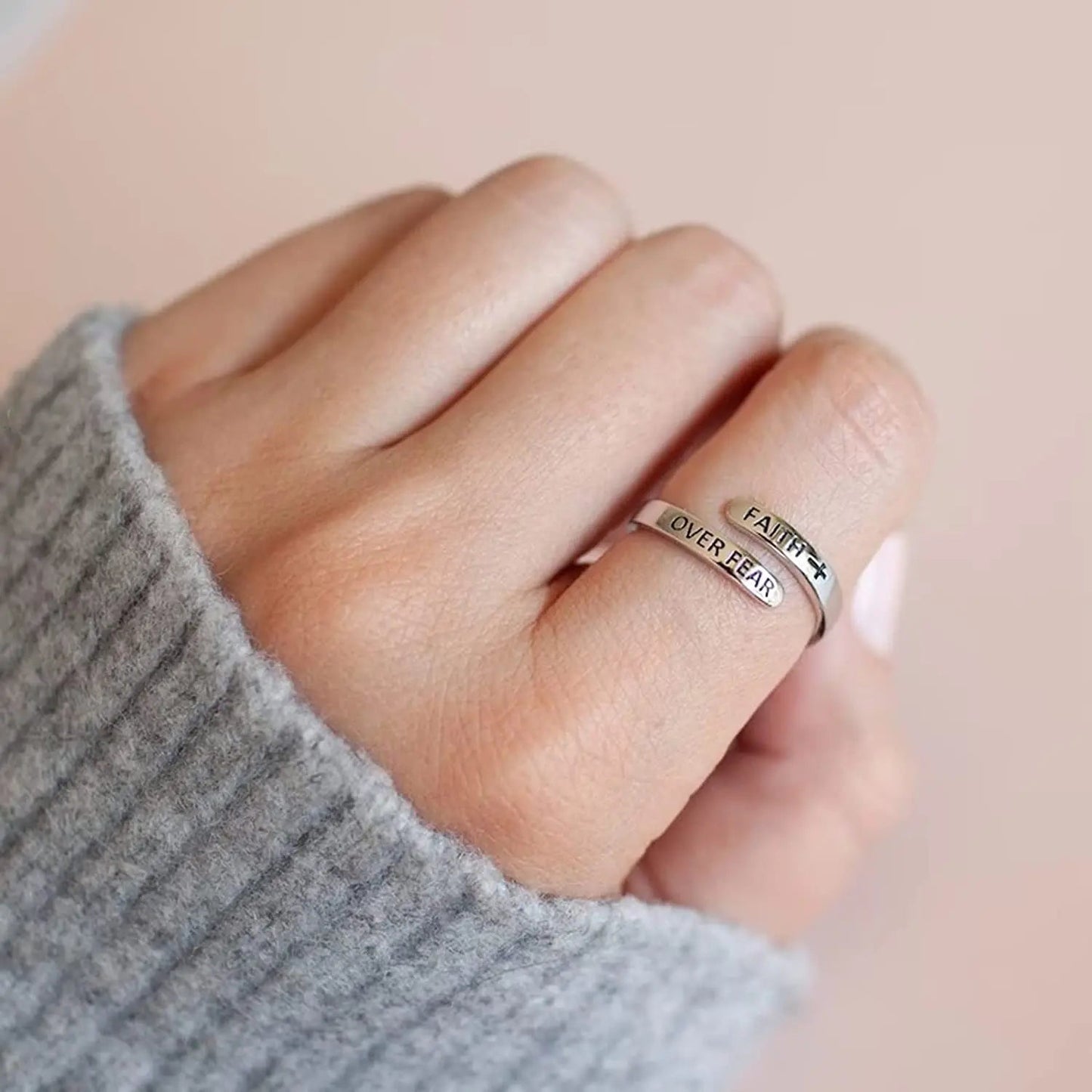 "Faith Over Fear" Adjustable Ring