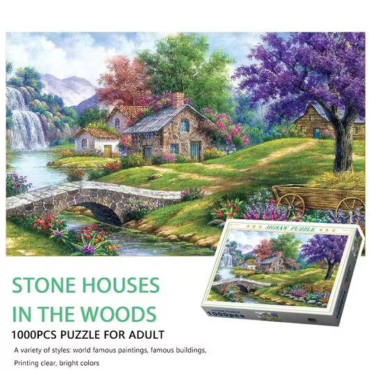 Stone House In Woods - 1000 Pieces Jigsaw Puzzle